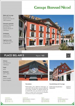 Place Bel-Air Restauration d’un bâtiment historique au coeur de la Ville de Nyon Bernard Nicod Promotion