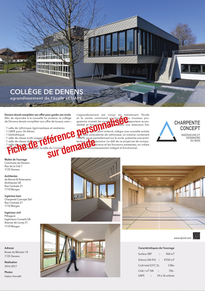Collège de Denens agrandissement de Benoit architectes Charpente Concept
